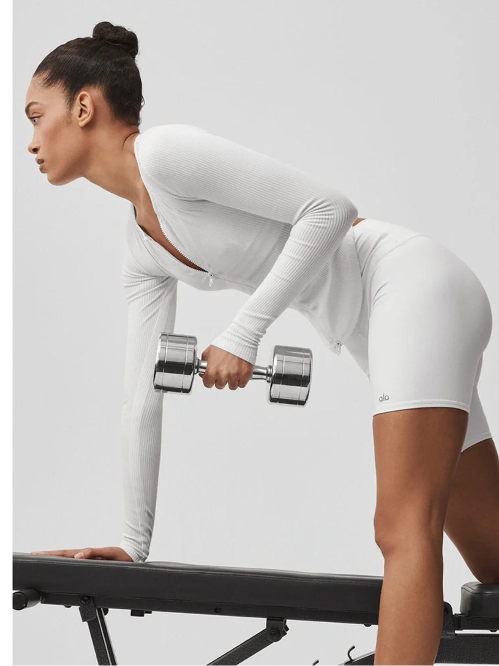 ALO Yoga High-Waist White Biker Shorts